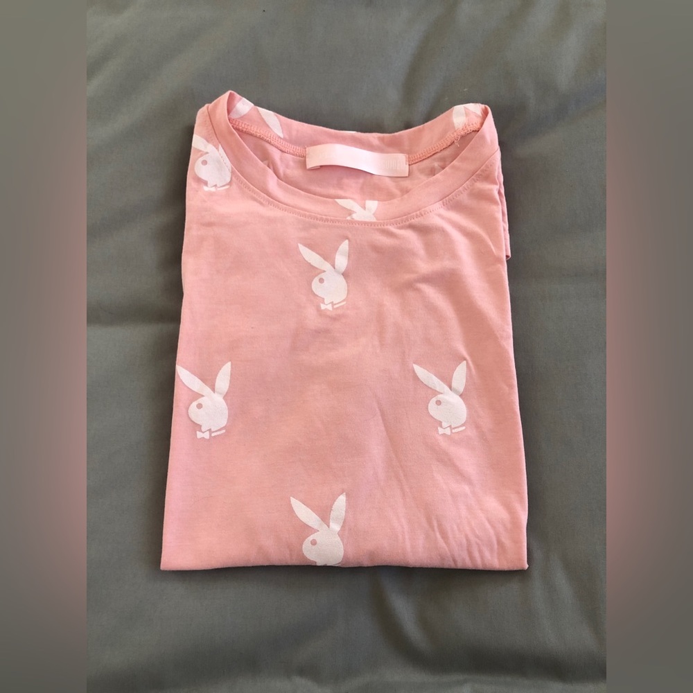 NWOT PLAYBOY X Missguided Pink Bunny Logo T-Shirt Dress